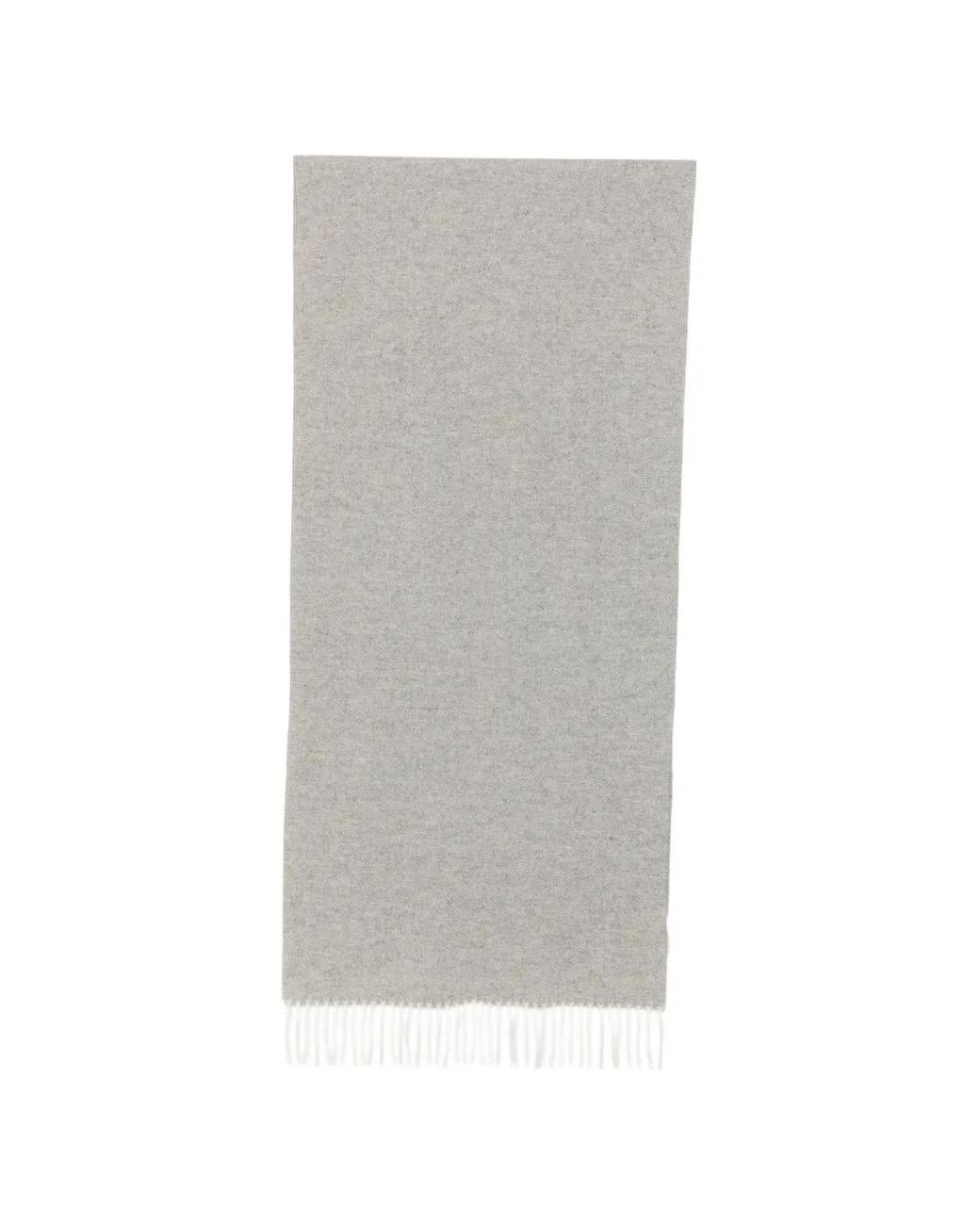 Fileria Gray Herringbone-Patterned Fringed Scarf for men