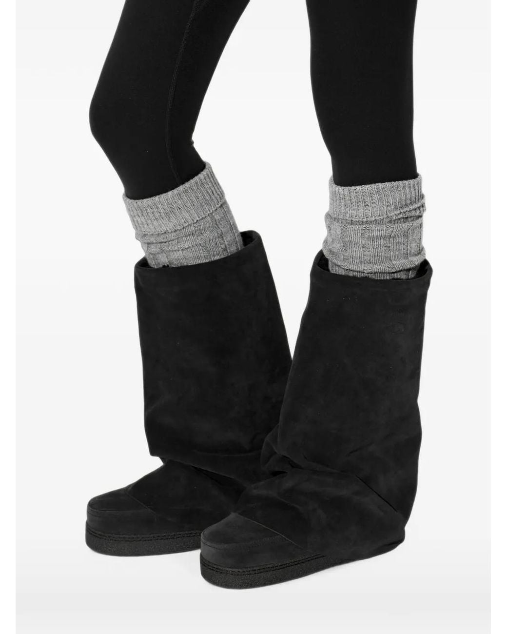 Inuikii Black X Jetset Drape High Mid-Calf Boots