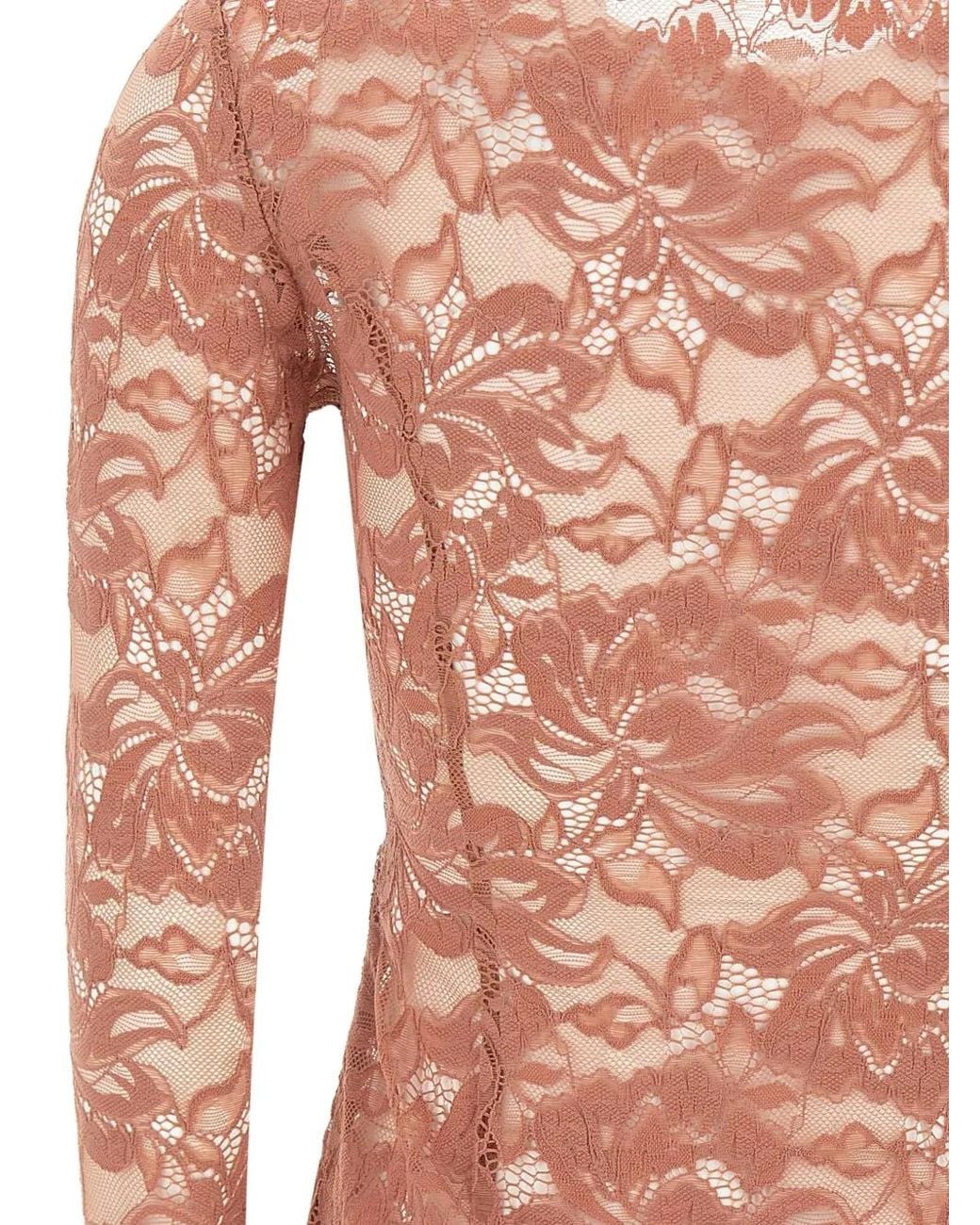 Rabanne Pink Floral-Lace Cut-Out Top