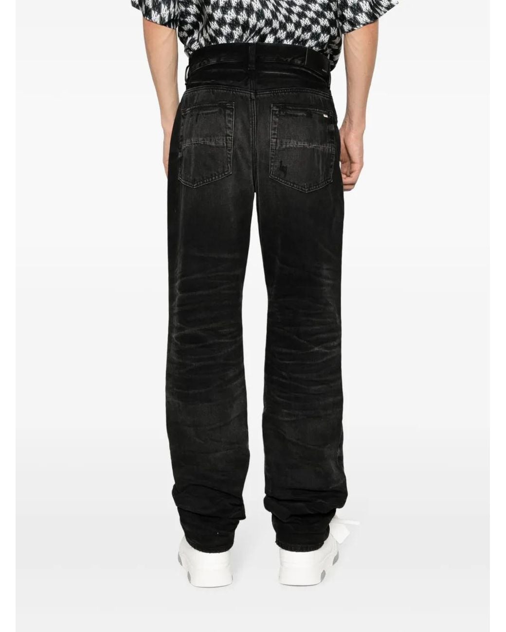 Amiri Black Straight-leg Stonewashed Jeans for men