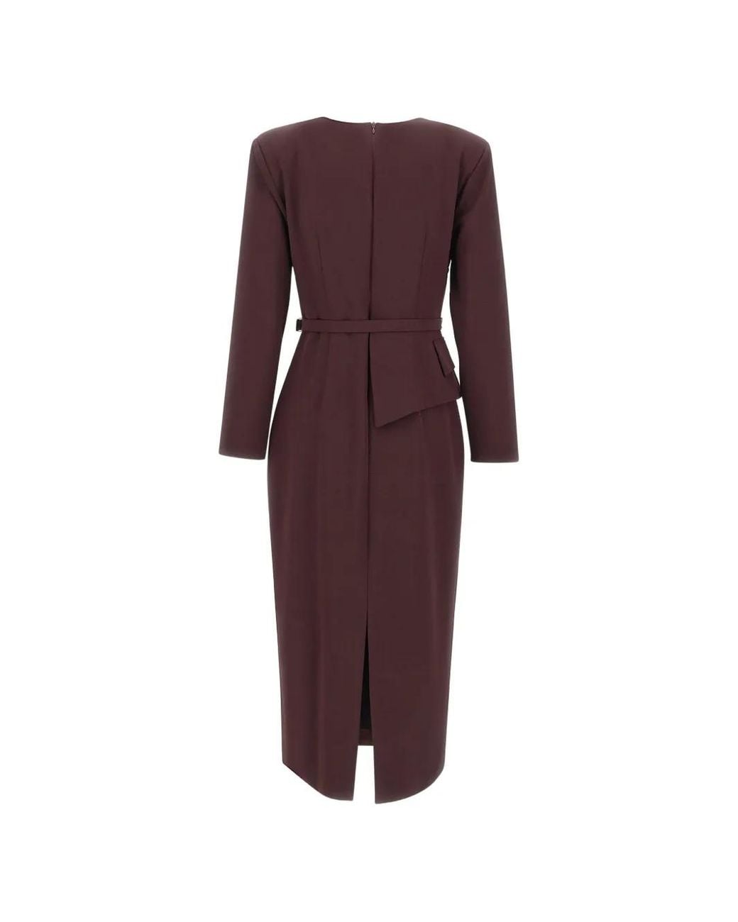 Nissa Purple Asymmetrical Belted Midi Dress