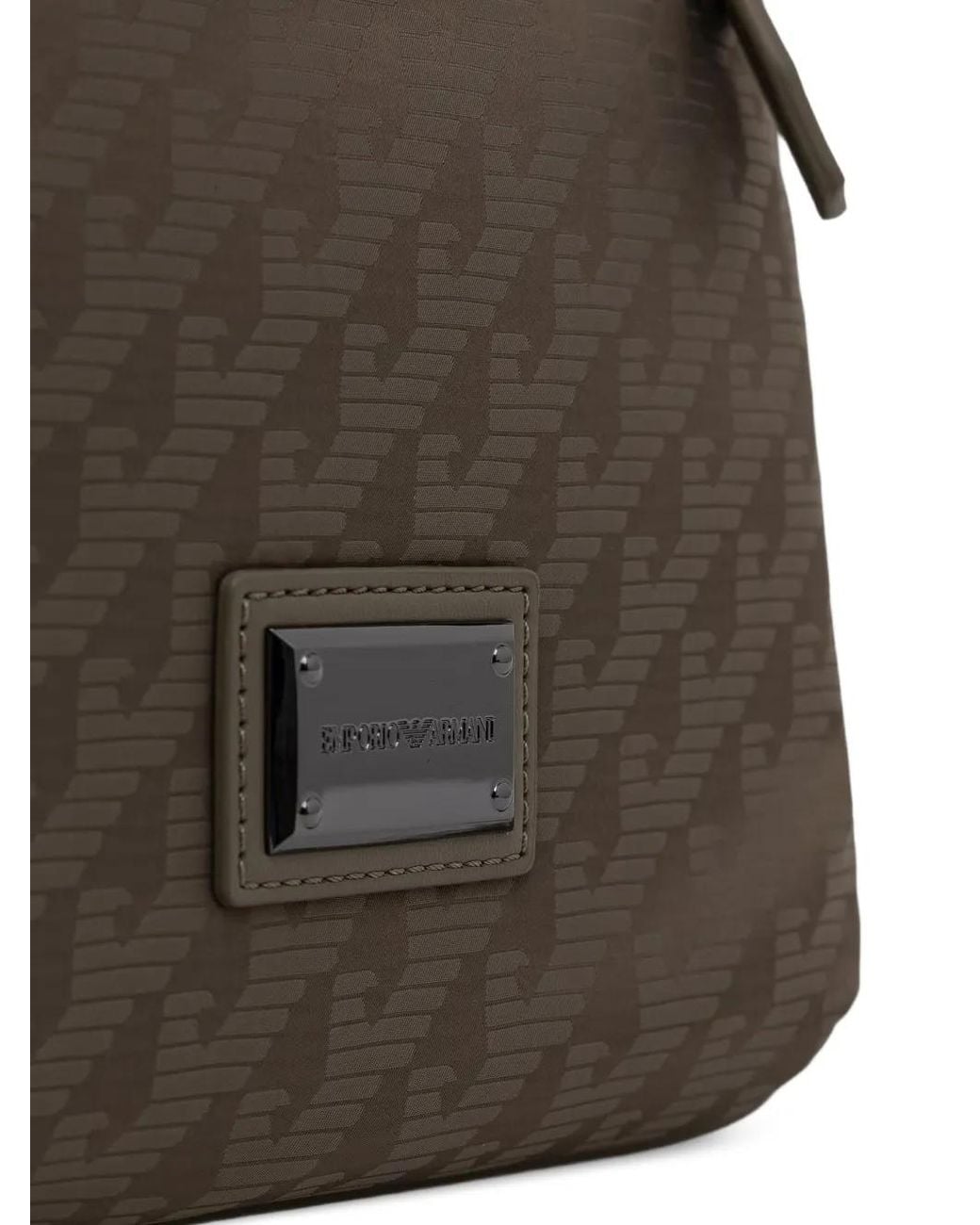 Emporio Armani Brown Logo-Monogram Messenger Bag for men