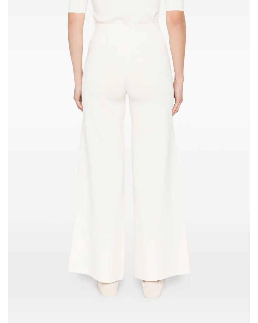 Max Mara White Wide-Leg Palazzo Pants