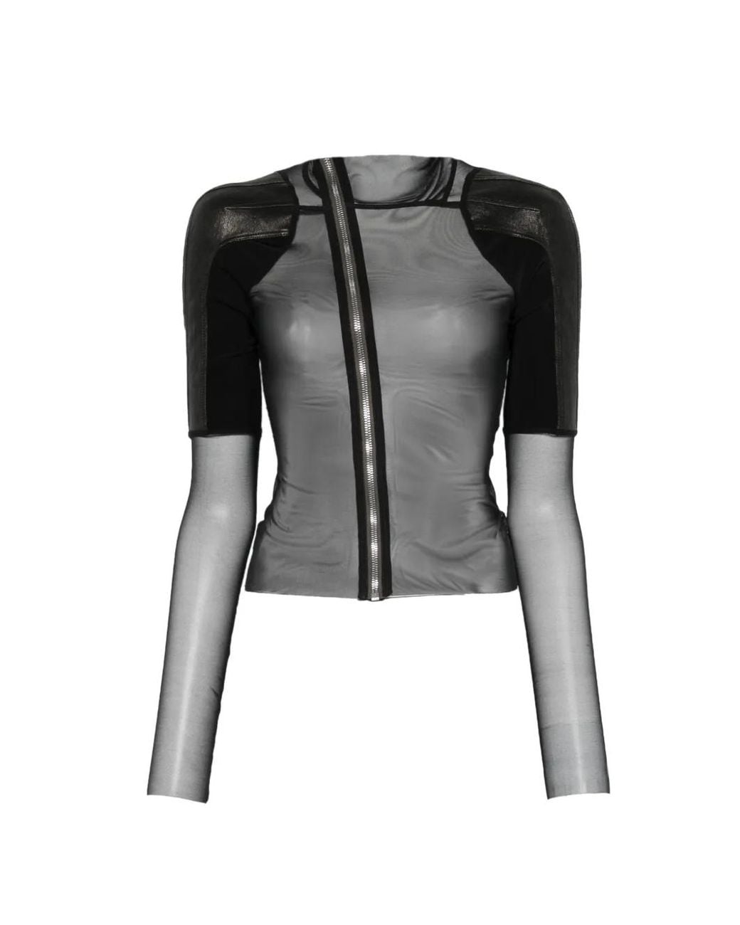 Rick Owens Black Shoulder-Panels Zip-Up Jacket