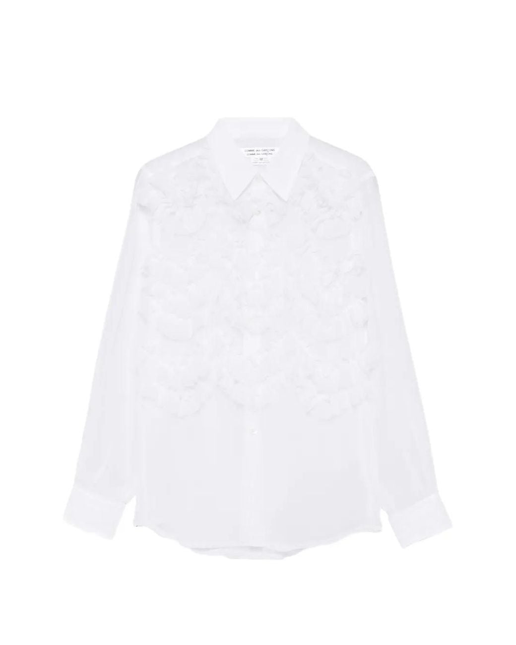 Comme des Garçons White Ruffled Long-Sleeve Shirt