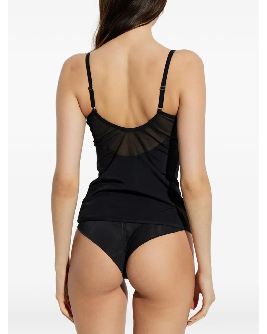 Heist Black Sheer Mesh-Panel Top
