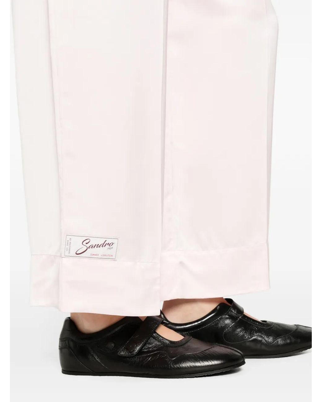 Sandro Pink Satin Wide-Leg Trousers