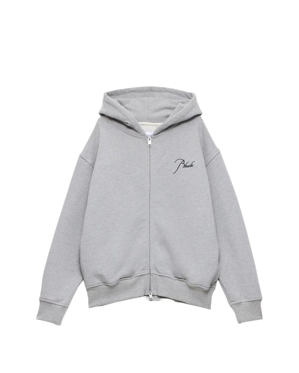 Rhude Gray Classique Front-Zip Hoodie for men