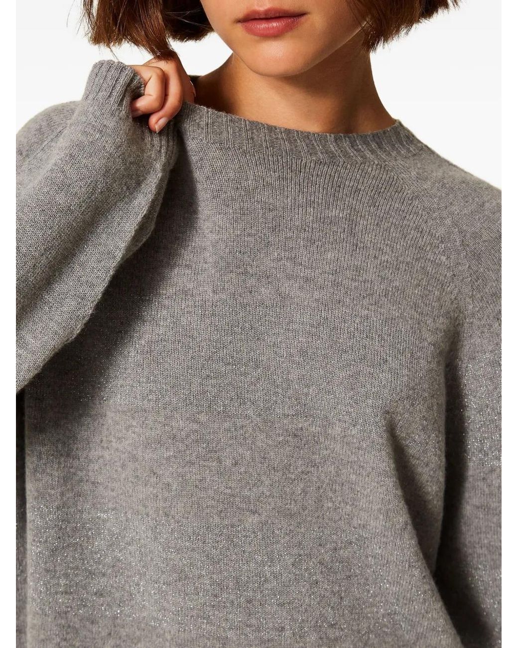 Twinset Gray Lurex-Detail Jumper