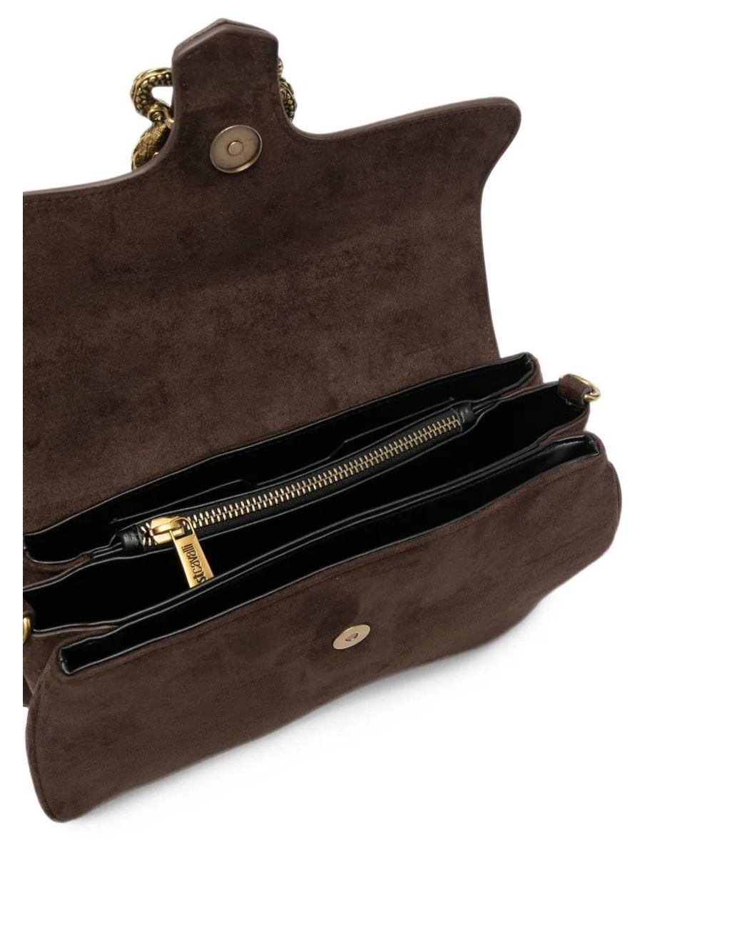 Just Cavalli Black Snake-Plaque Shoulder Bag