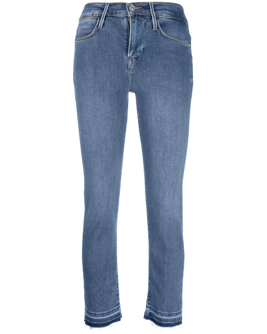FRAME Blue Le High Straight Released Hem Fray