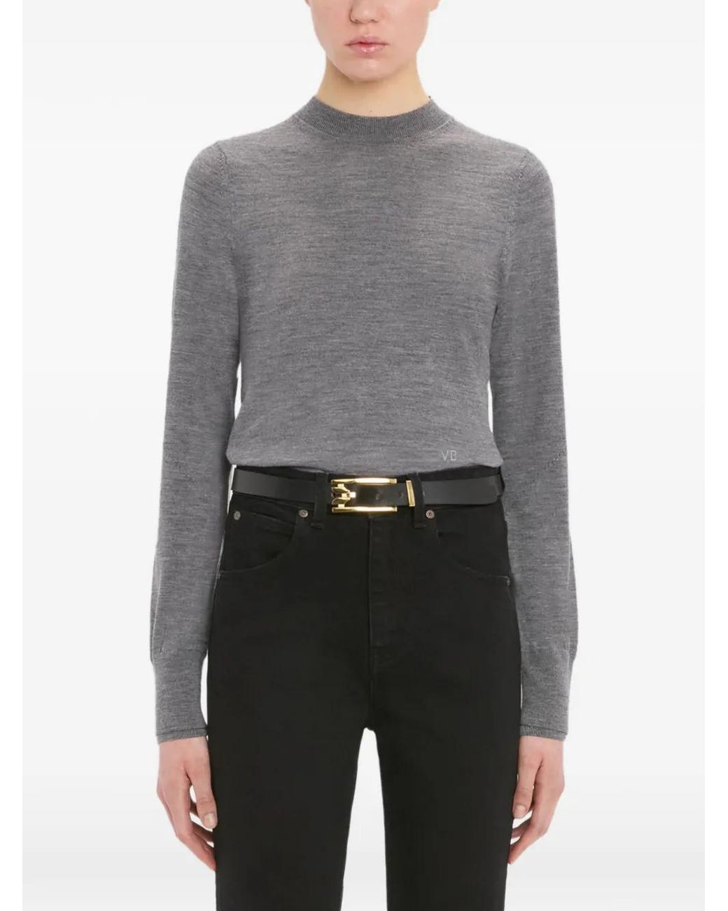 Victoria Beckham Gray Austen Mock-Neck Sweater