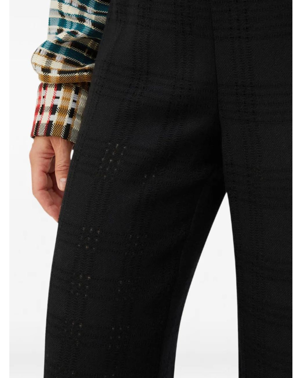 RETORI Black Weave-Effect Cashmere Trousers