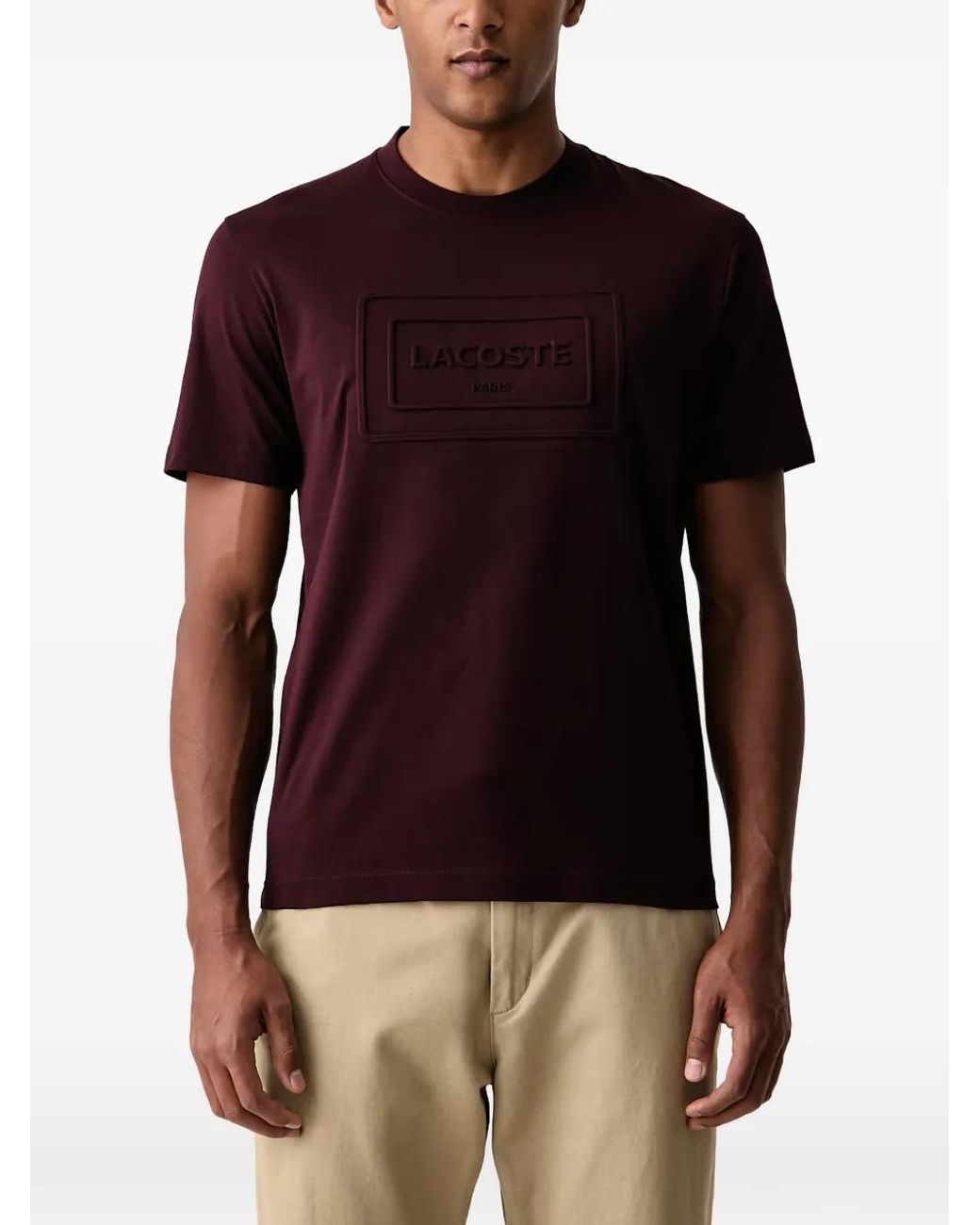 Lacoste Red Embossed Logo-Patch T-Shirt