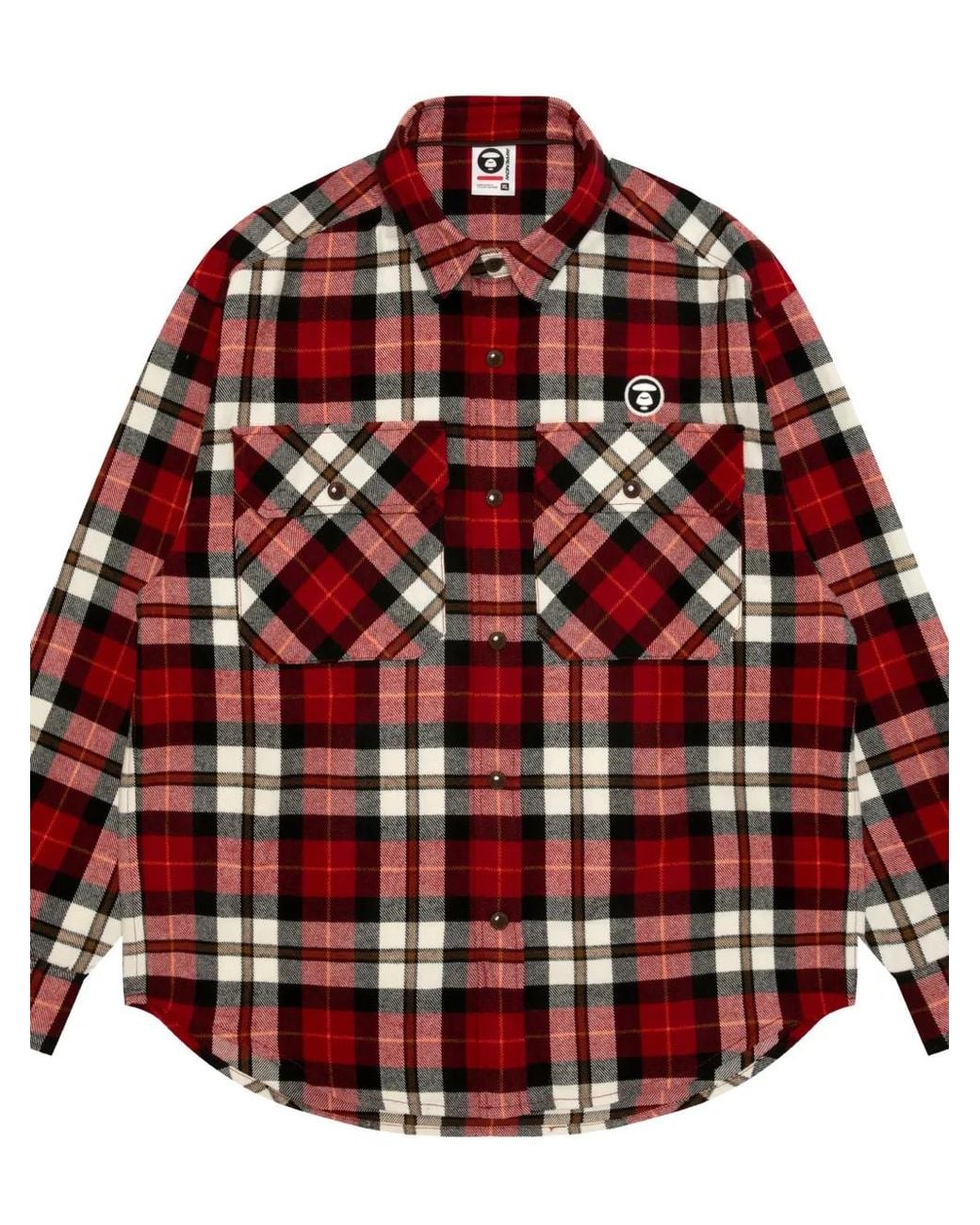 Aape By A Bathing Ape Red Check-Print Hooded Shirt for men