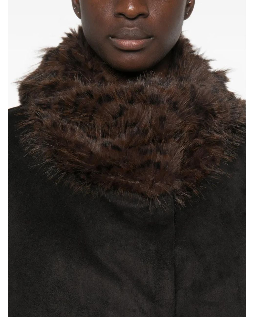 Collection Privée Black Faux-Fur Collar Coat