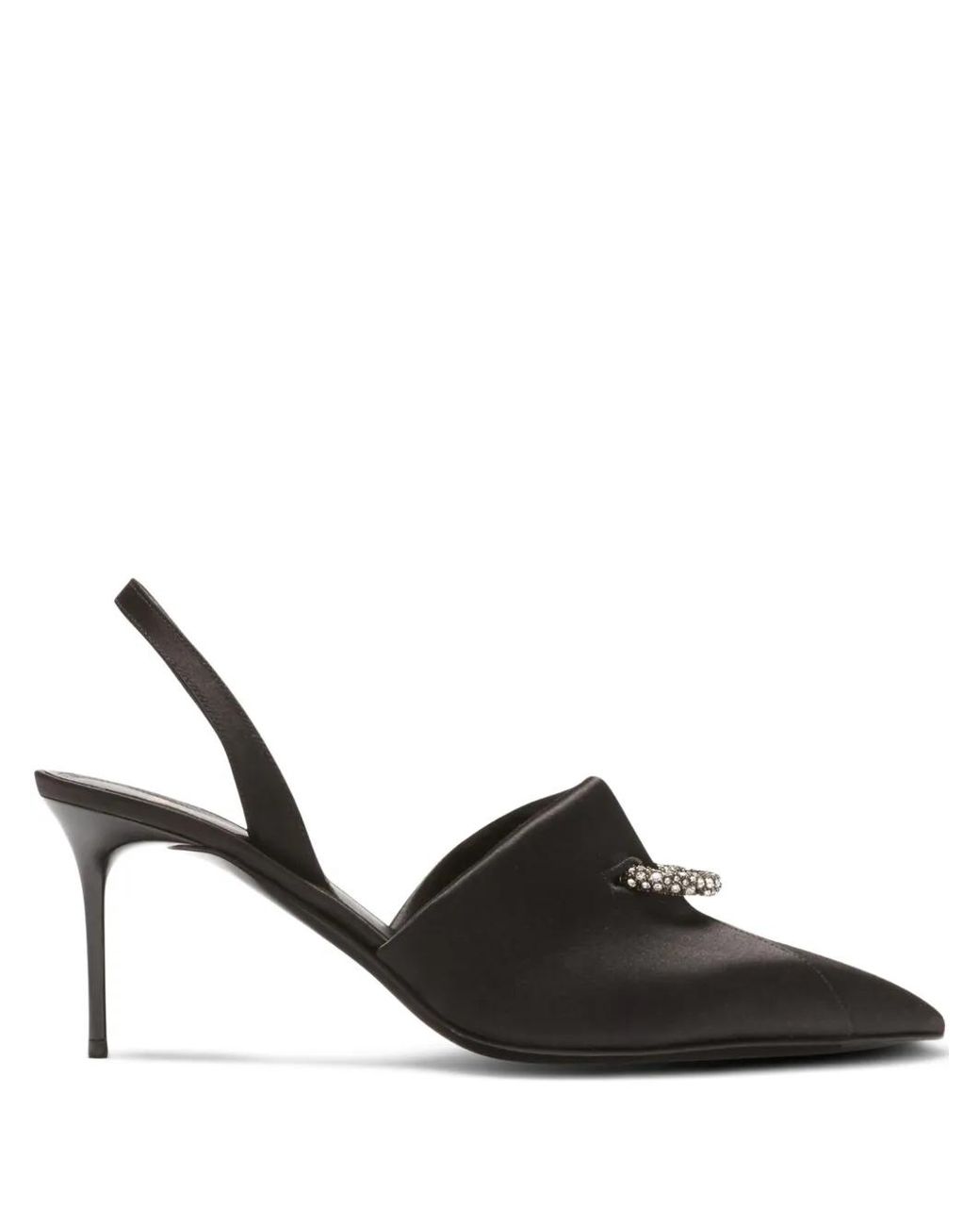 Balmain Black Satin Pierced Slingback Heeled Mules 75