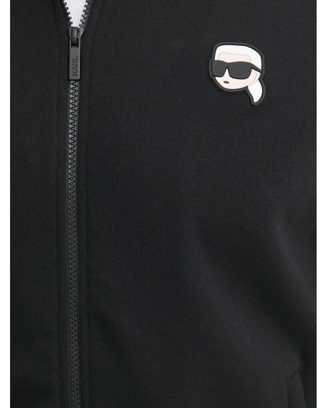 Karl Lagerfeld Black Logo-Patch Zip-Up Sweatshirt for men