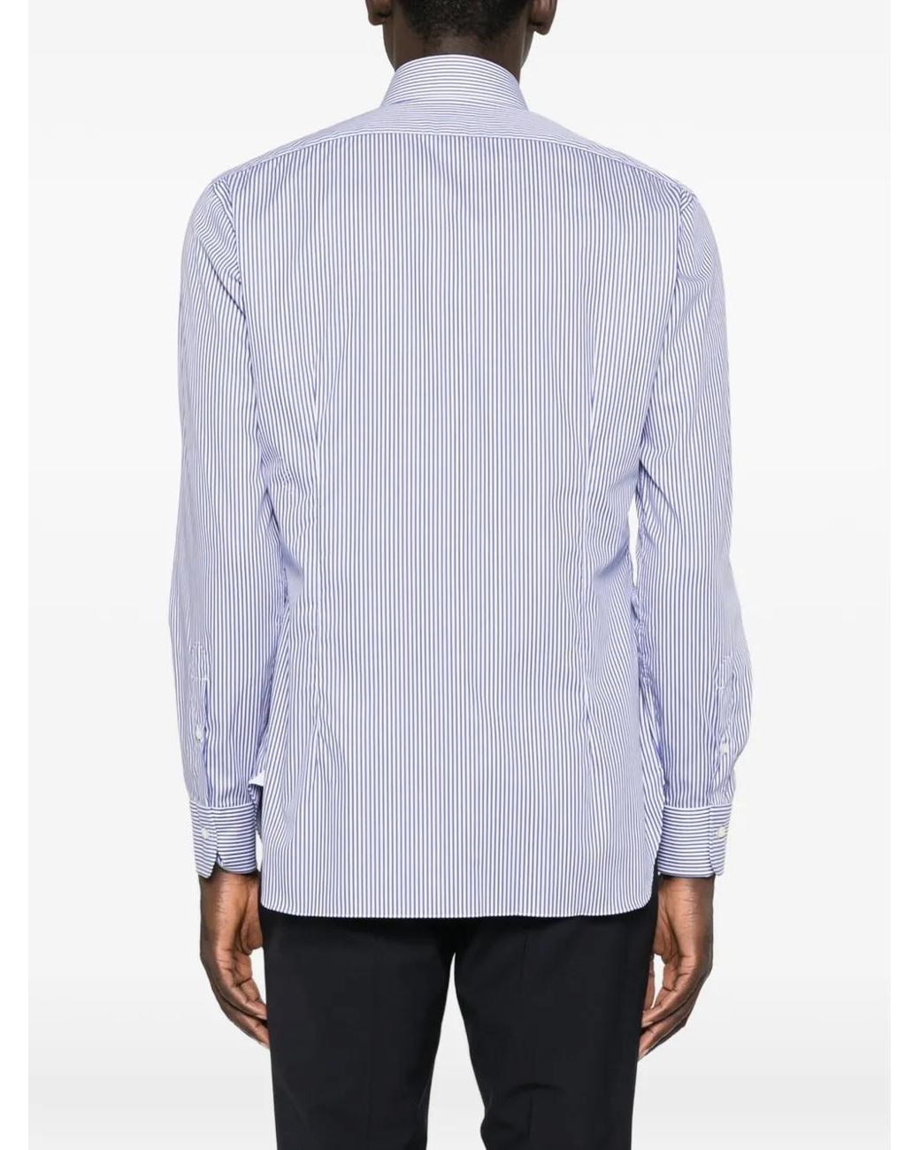 Barba Napoli Purple Striped-Pattern Spread-Collar Shirt for men