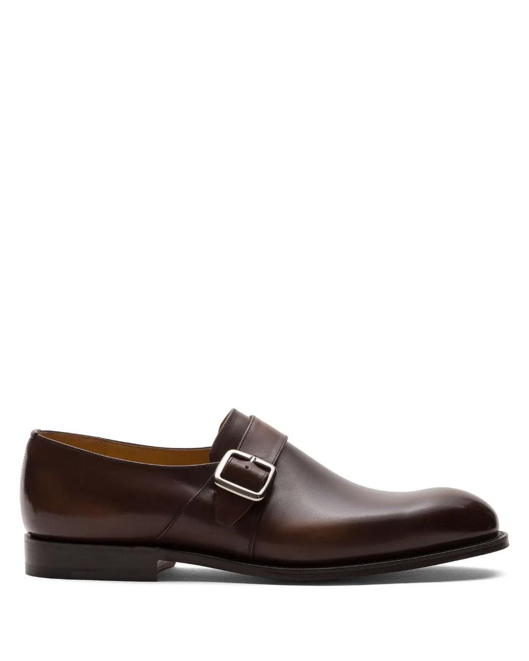 Church's Brown Decorative Buckle Almond Toe Monk Shoes for men