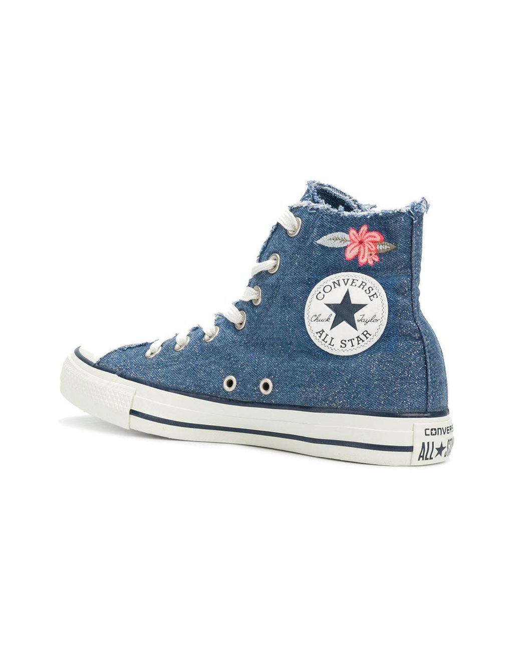 Converse Frayed Denim Floral Sneakers in Blue Lyst