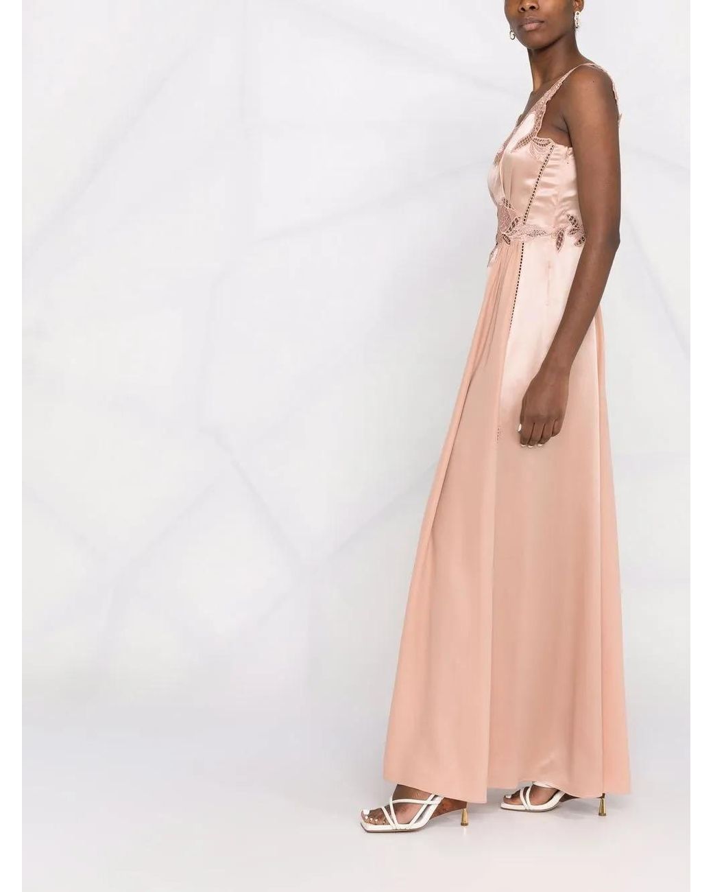Alberta Ferretti Pink Layered Silk Maxi Dress