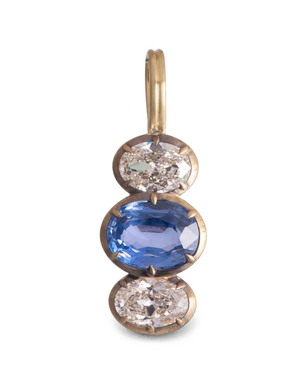 Sylva & Cie Blue Embellished Sapphire And Diamond Triple Drop Pendant