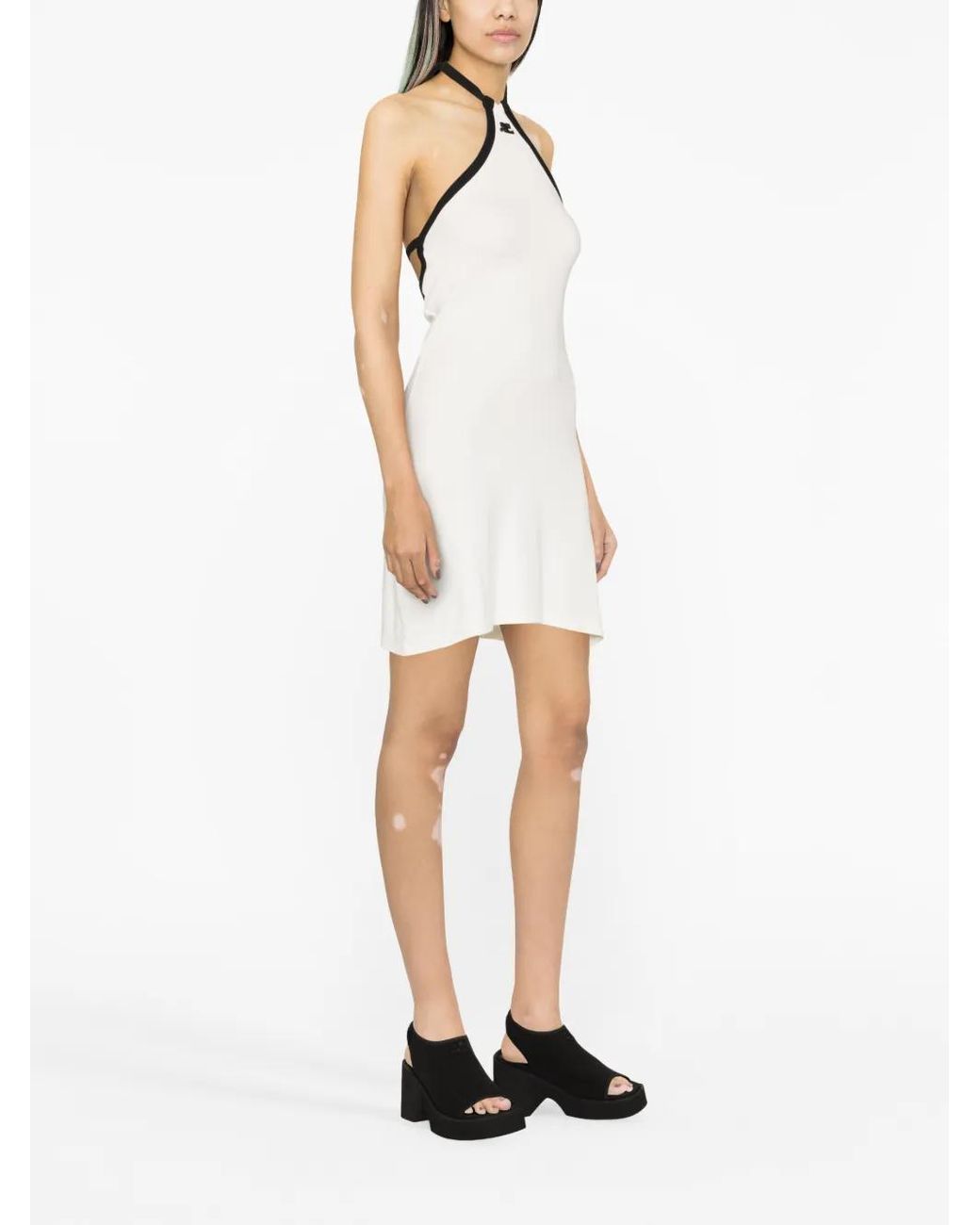 Courreges White Logo-Embroidered Cotton Minidress