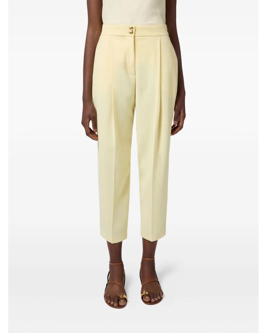 Elisabetta Franchi Natural Pleat-Detailed Trousers