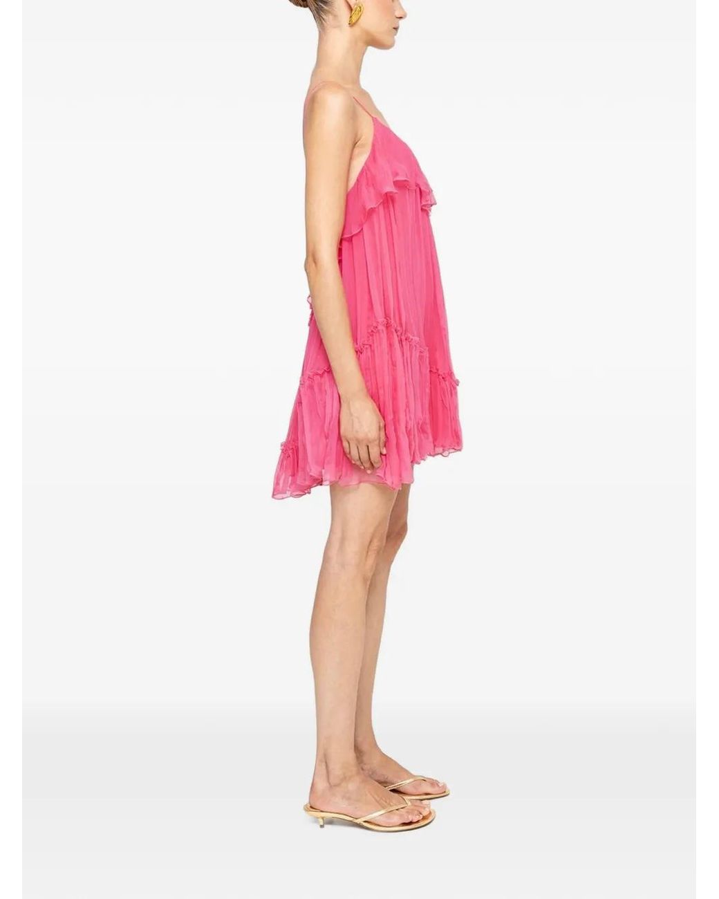 Nissa Pink Open-Back Silk Mini Dress