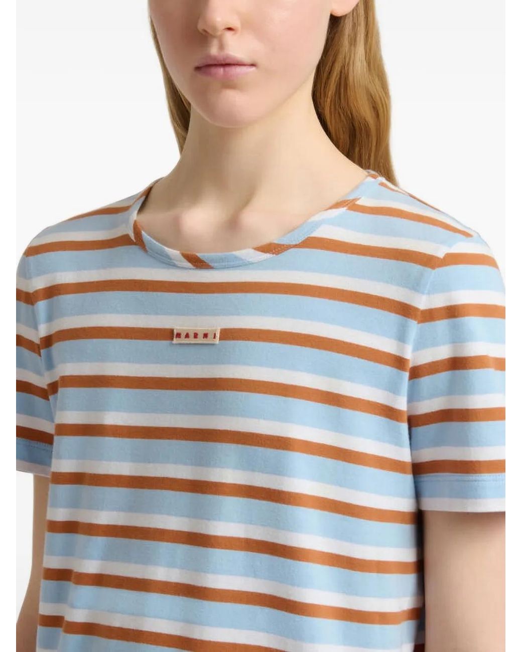 Marni White Striped Cotton T-Shirt