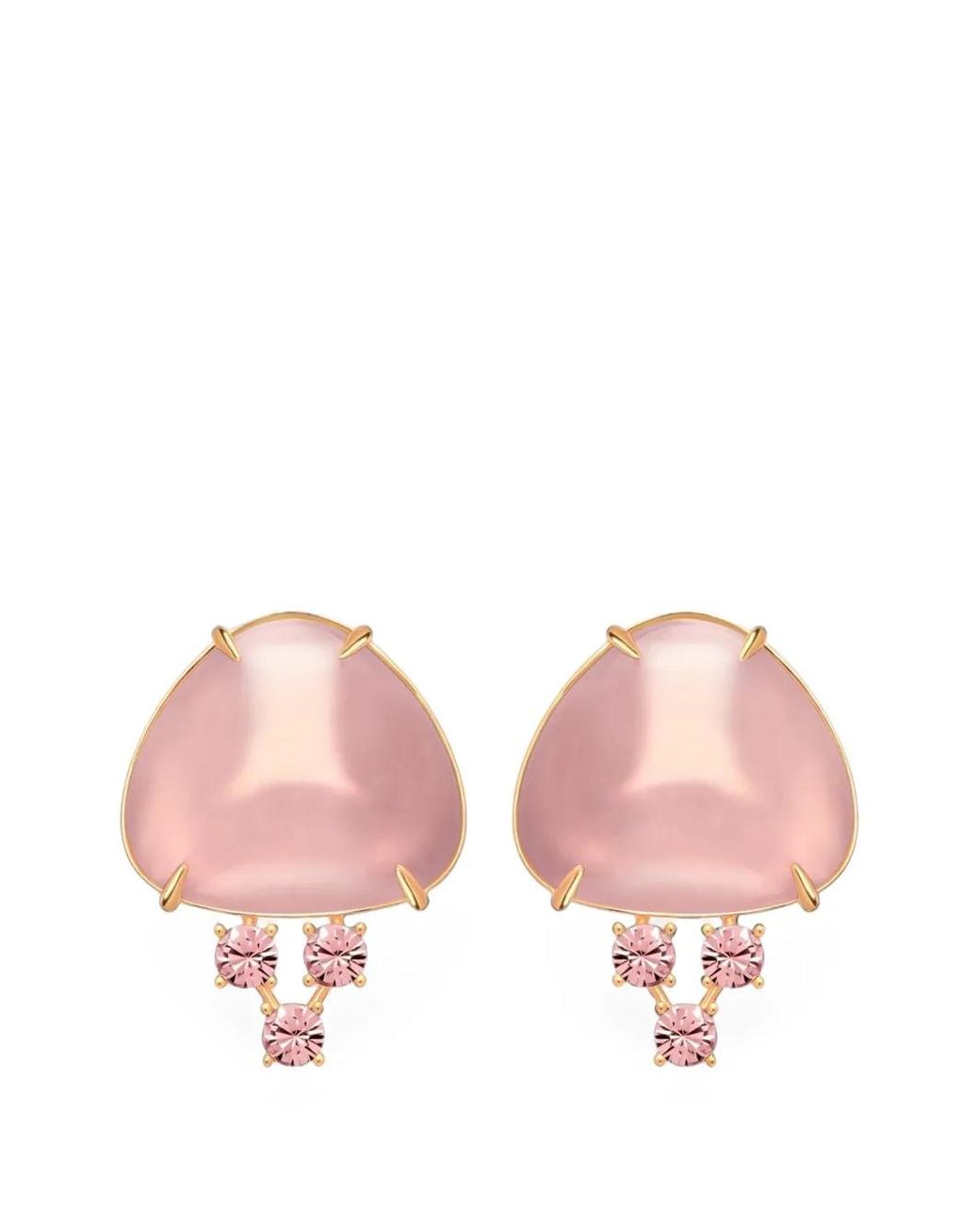 Oscar de la Renta Pink Cabochon Crystal-Embellished Earrings