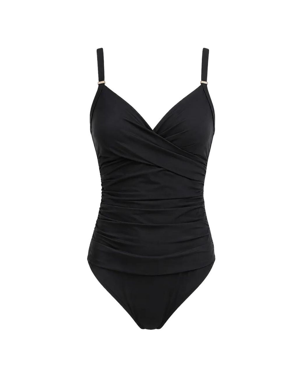 DKNY Black Twist-Front Ruched Swimsuit