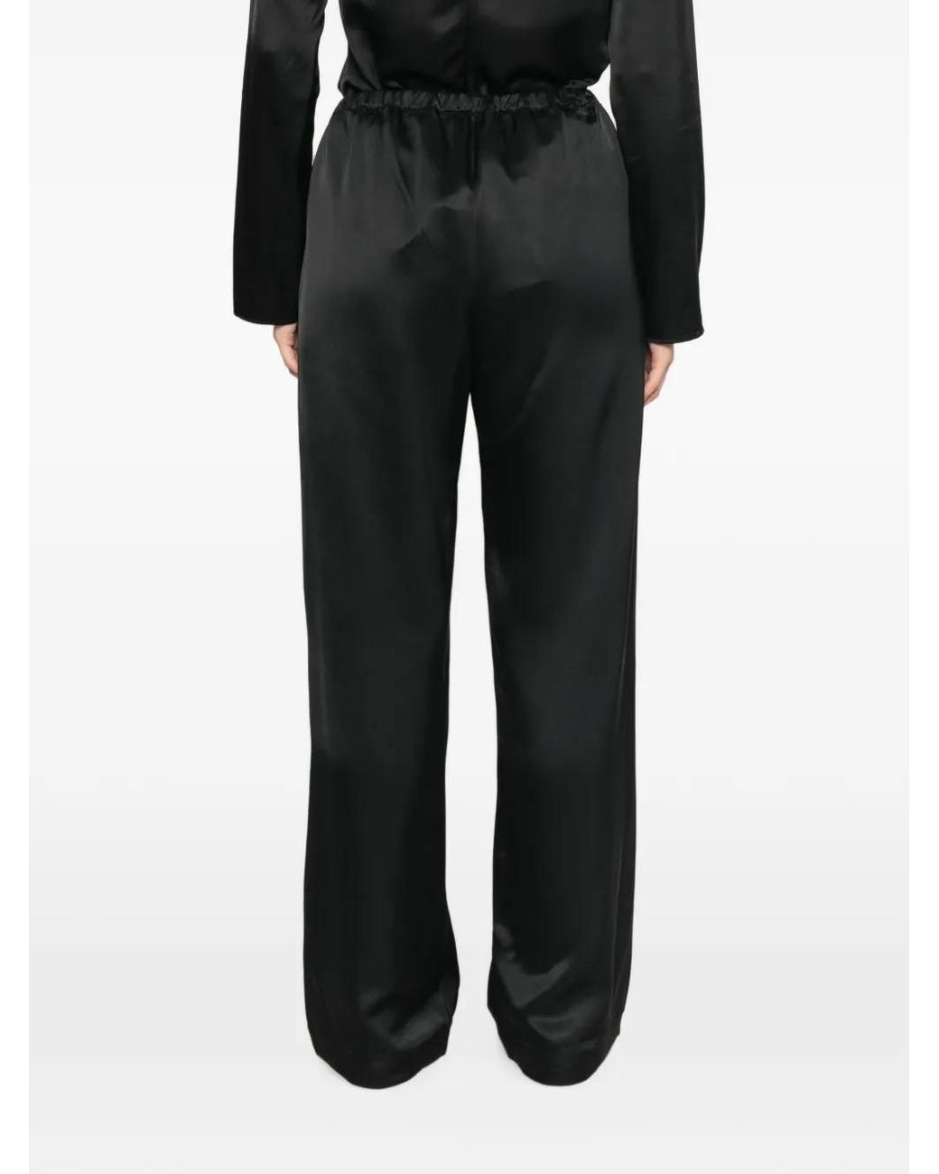 Rohe Black Relaxed-Fit Satin Trousers