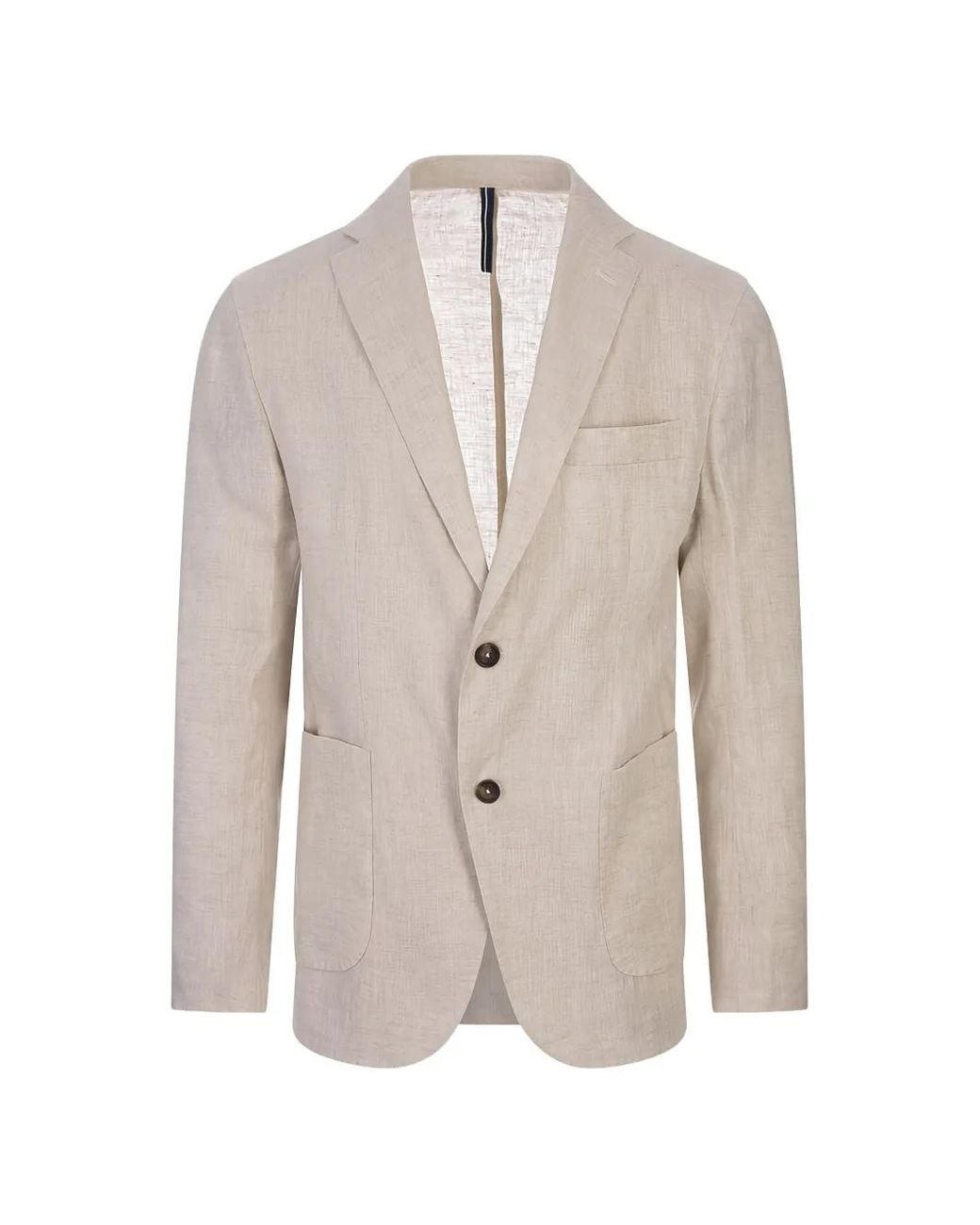 RUSSO CAPRI White Button Single-Breasted Linen Blazer for men