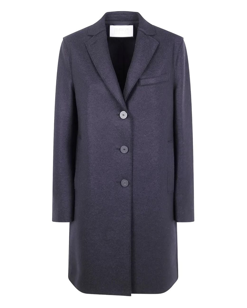 Harris Wharf London Blue Button-Fastening Wool Coat