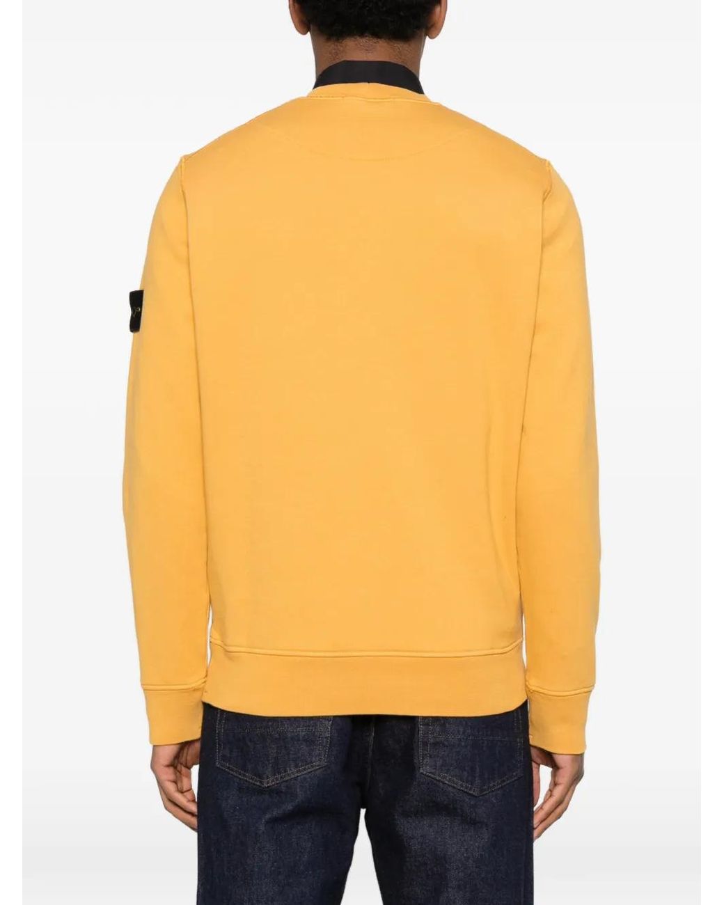 Stone Island Orange Organic Cotton Fleece Sweatshirt for men