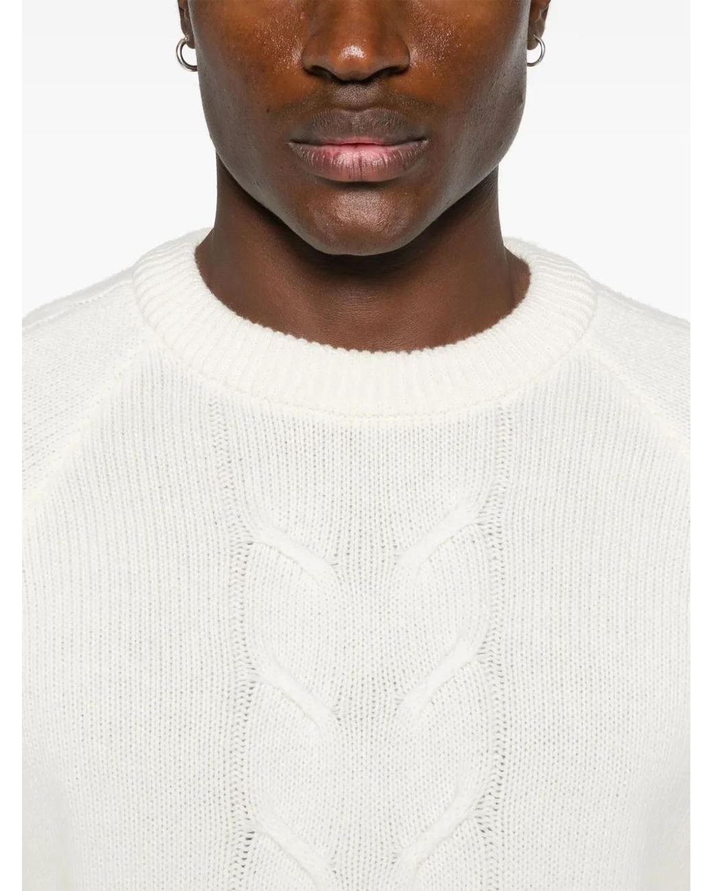 Woolrich White Cable-Knit Sweater for men