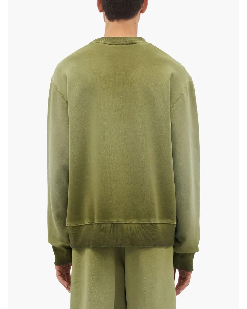 MSGM Green Embroidered-Logo Cotton Sweatshirt for men
