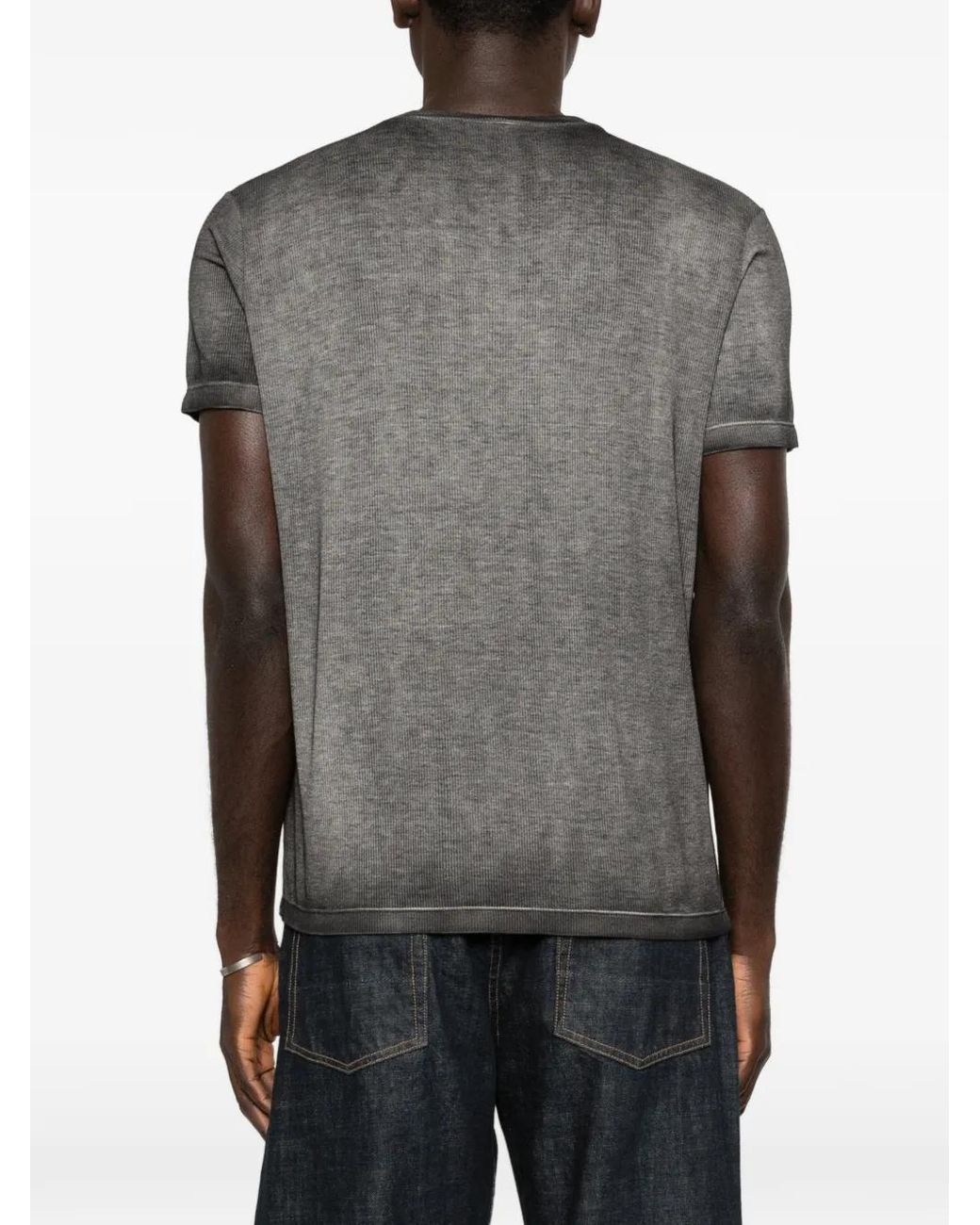 Avant Toi Gray Ribbed T-Shirt for men
