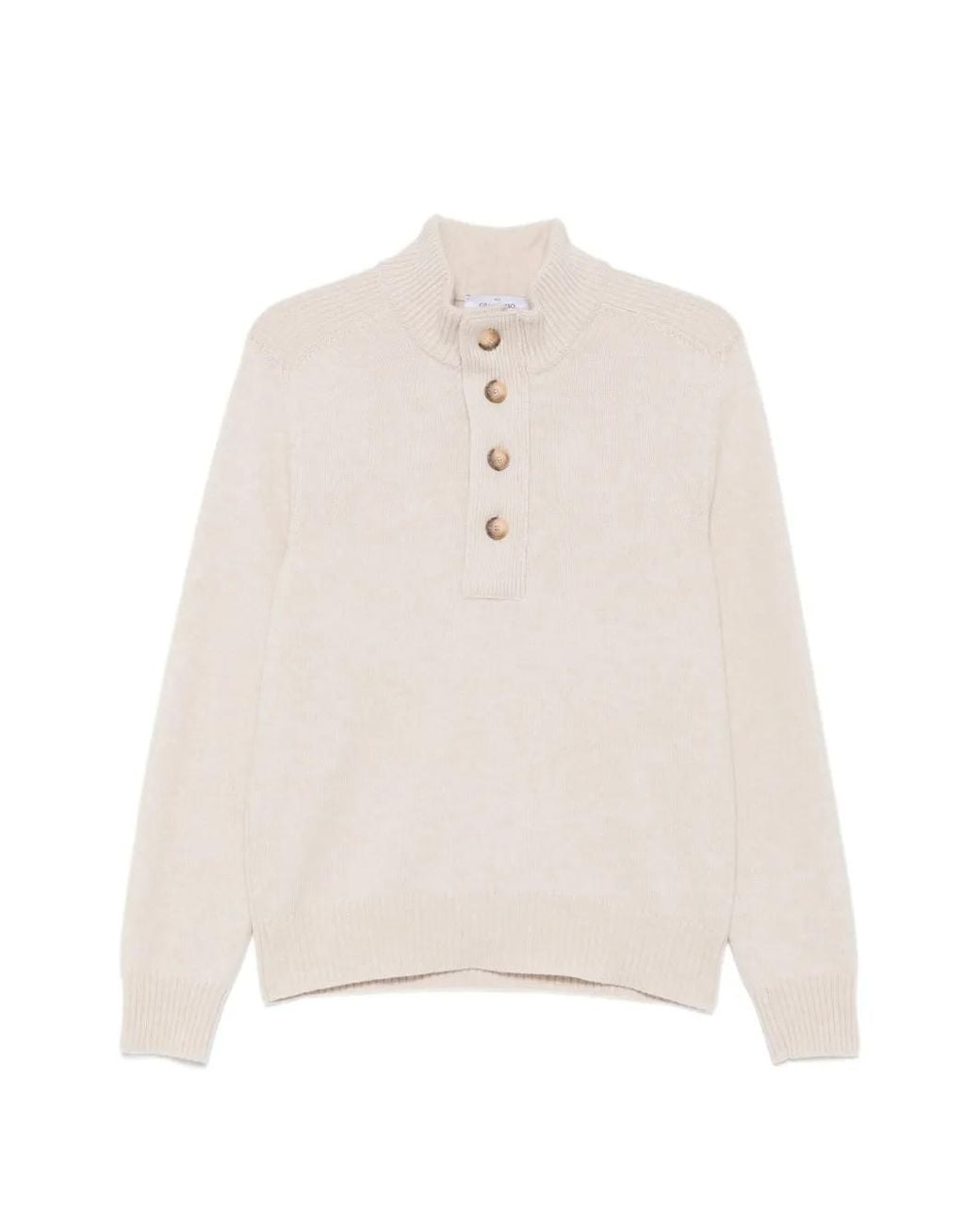 Gran Sasso White Button-Up High-Neck Sweater for men