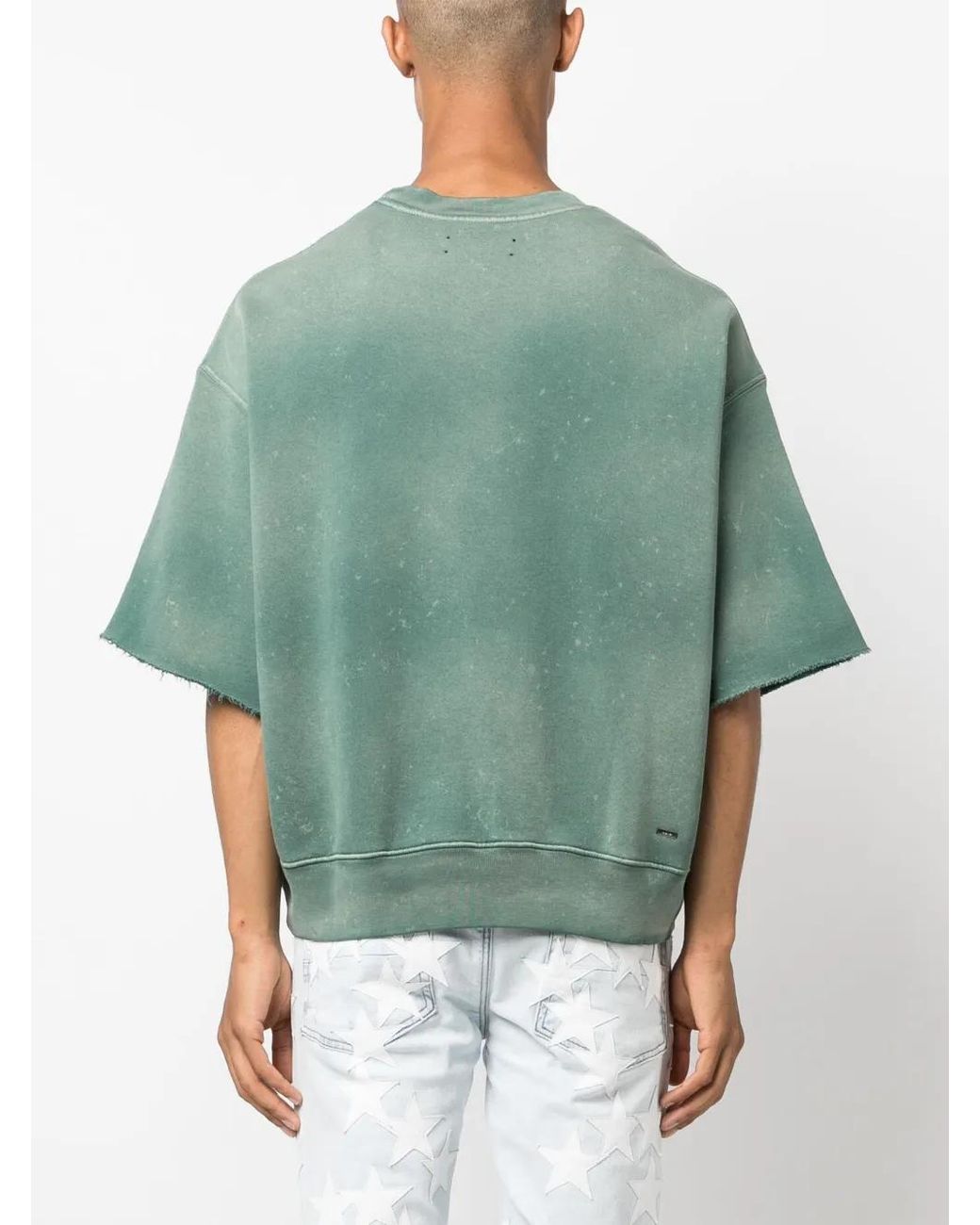 Amiri Green Vintage Ss Tiger-Print Short-Sleeve Sweatshirt for men