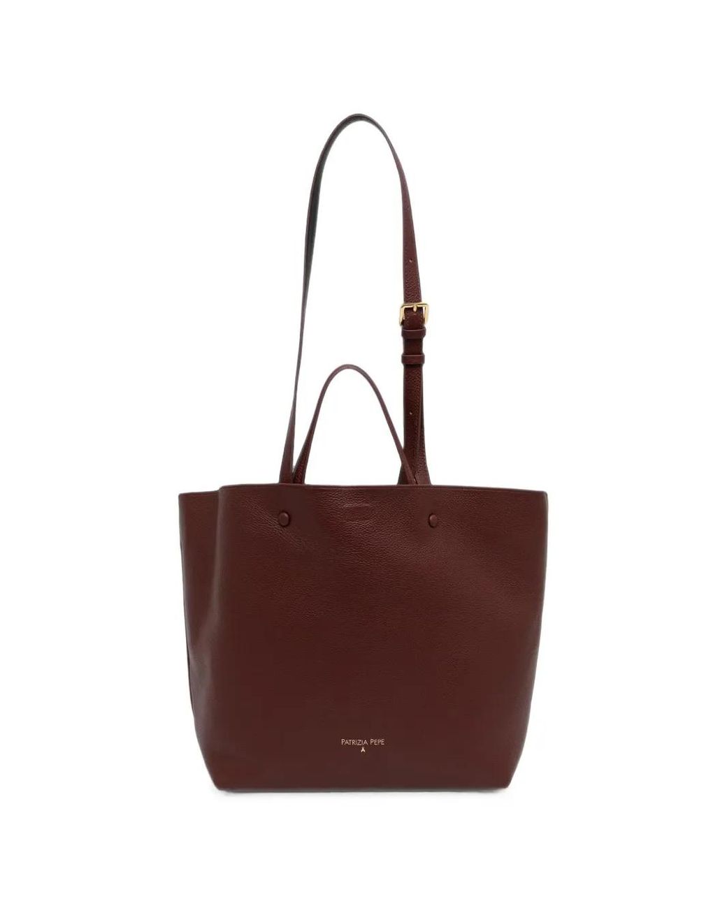 Patrizia Pepe Purple Grained Leather Tote Bag