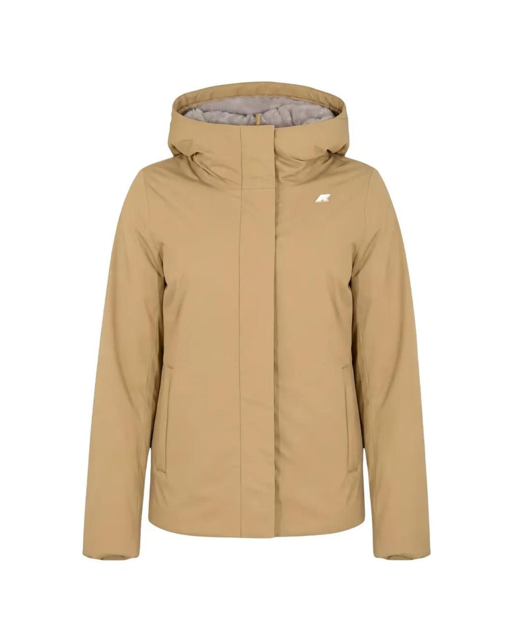 K-Way Natural Hooded Logo-Patch Jacket