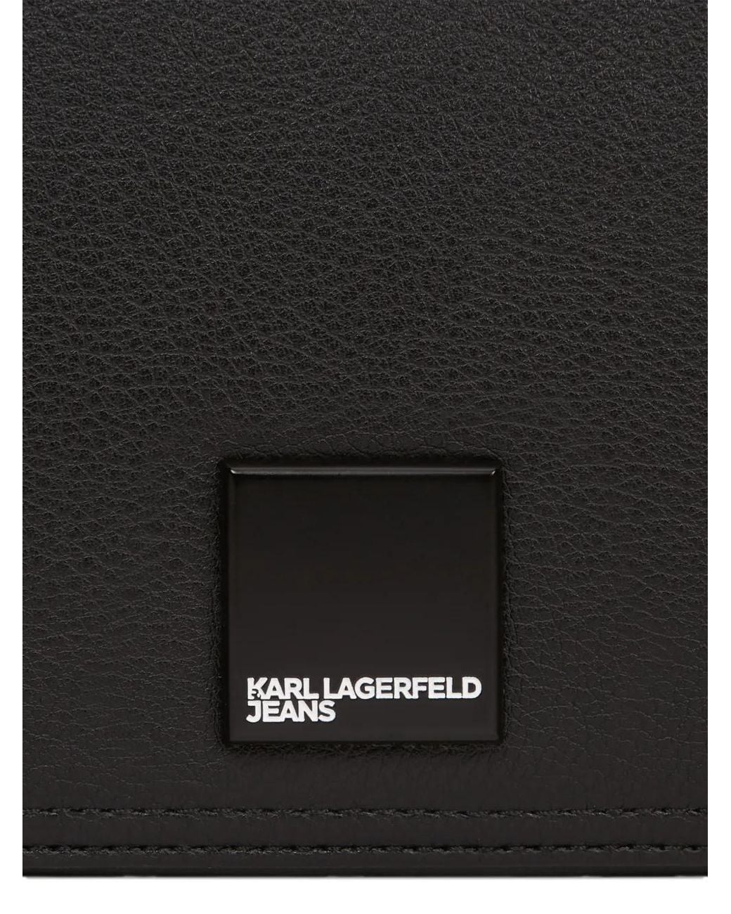 Karl Lagerfeld Black Sacoche À Plaque Logo