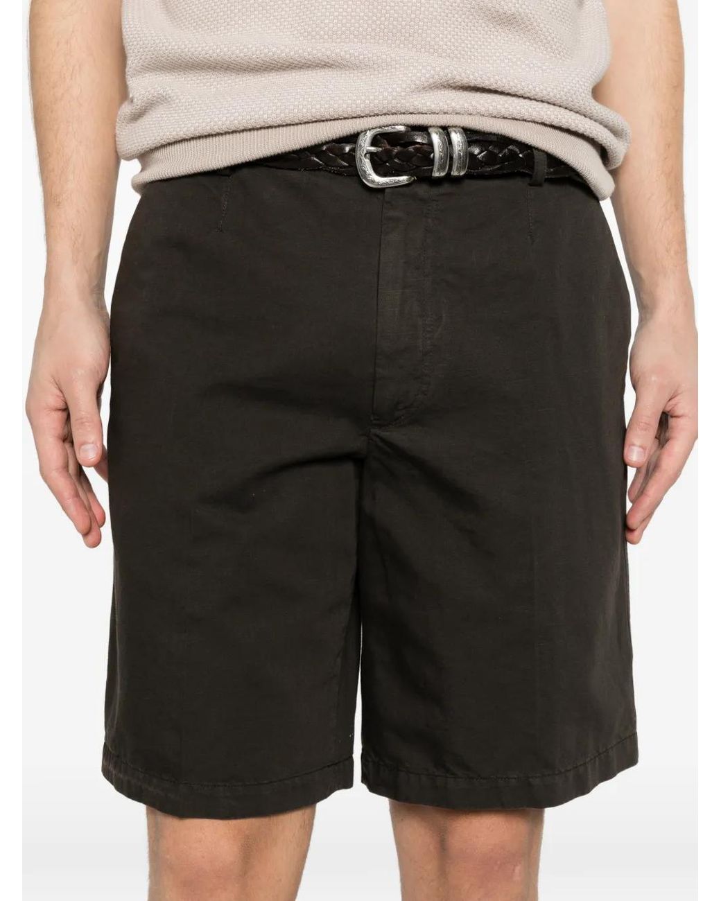 Zegna Black Front-Pockets Shorts for men