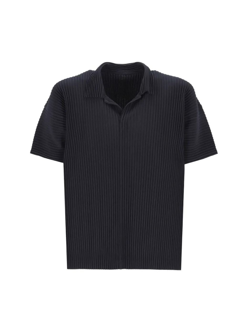 Issey Miyake Blue Pleated V-Neck T-Shirt for men