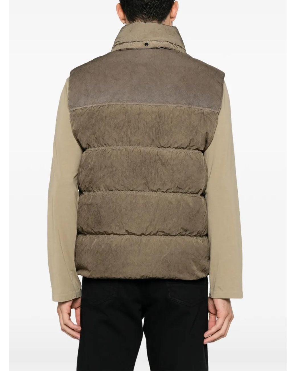 C P Company Brown Eco-Chrome R Padded Panelled Gilet for men