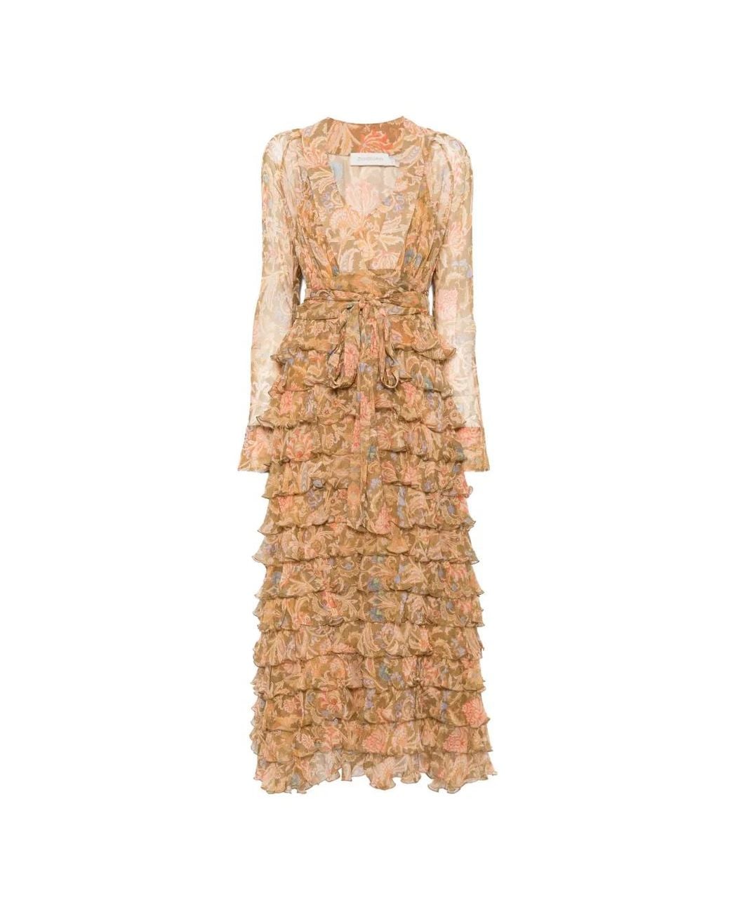 Zimmermann Natural Valiant Ruffle Wrap Dress