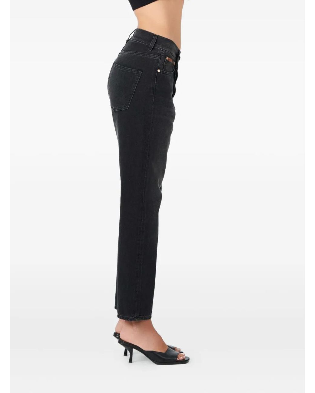 No44 Black Crossover-Button Jeans